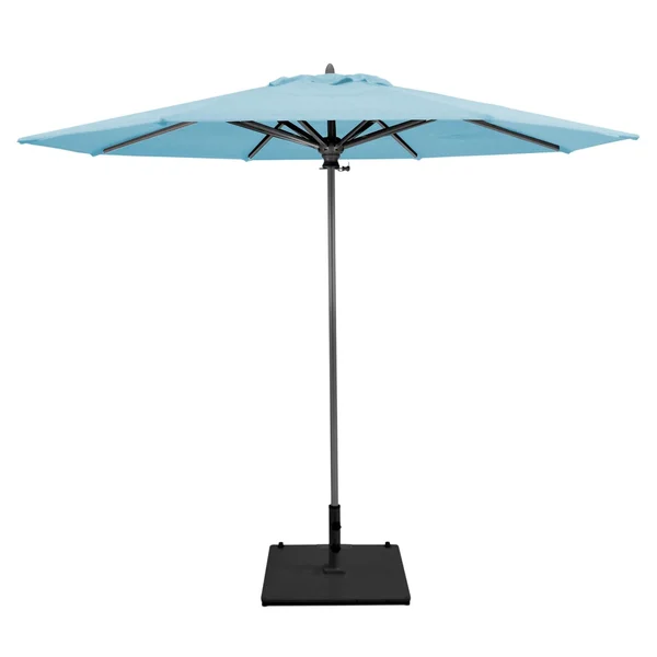 Galtech 9 Ft. Commercial Octagonal Aluminum Patio Market Umbrella W/ Push Lift - Antique Bronze Frame W/ Sunbrella Canvas Air Blue Canopy