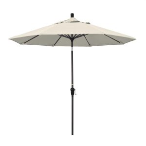 California Umbrella 9 Ft. Octagonal Aluminum Auto Tilt Patio Umbrella W/ Crank Lift & Aluminum Ribs - Bronze Frame / Olefin Antique Beige Canopy