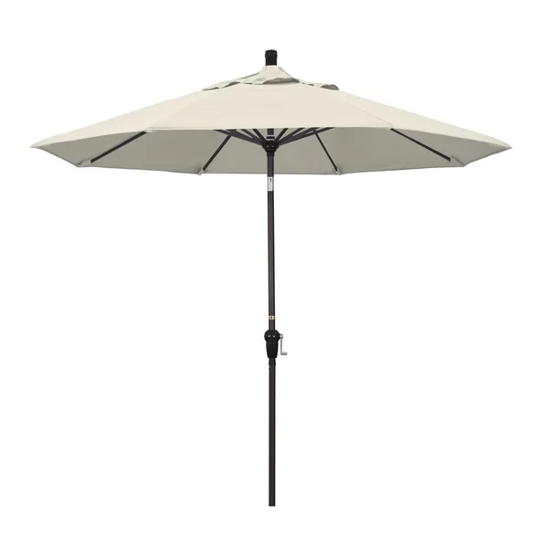 California Umbrella 9 Ft. Octagonal Aluminum Auto Tilt Patio Umbrella W/ Crank Lift & Aluminum Ribs - Bronze Frame / Olefin Antique Beige Canopy