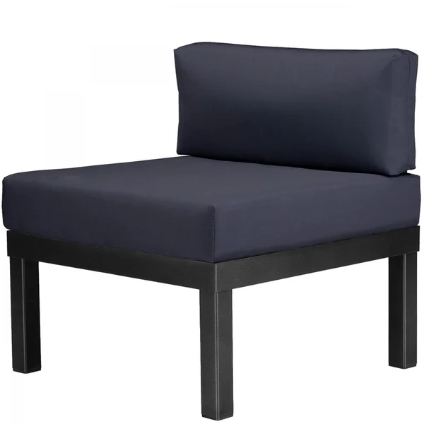 Ashbee Aluminum Sectional Armless Club Chair in Textured Black/Indigo by Telescope Casual