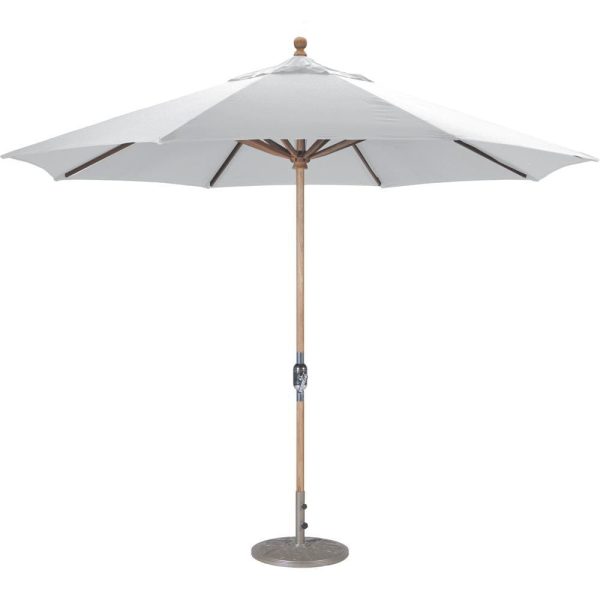 Galtech 11 Ft. Octagonal Teak Patio Market Umbrella W/ Crank Lift - Sunbrella Canvas Canvas Canopy