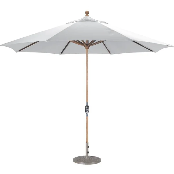 Galtech 11 Ft. Octagonal Teak Patio Market Umbrella W/ Crank Lift - Sunbrella Canvas Canvas Canopy