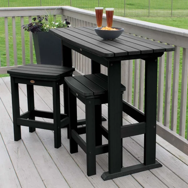 Hart Lane 3 Pc Recycled Plastic Counter Height Dining Set in Black by Lakeview Outdoor Designs