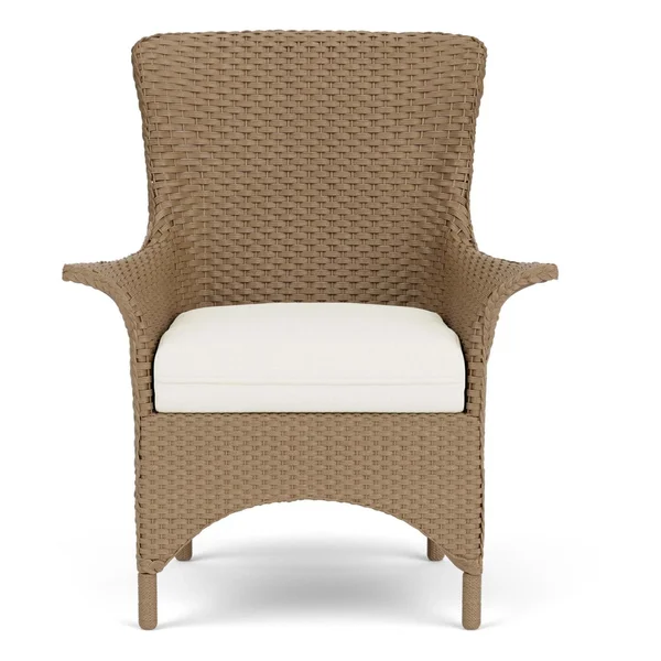Mandalay Wicker Dining Arm Chair in Fawn/Sailcloth Salt By Lloyd Flanders