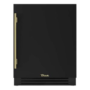 True ADA Height 24 Inch 105 Can 12 Bottle Right Hinge Outdoor Beverage Center - Matte Black w/ Brass Handle - TUBADA-24-RS-A~027-H01