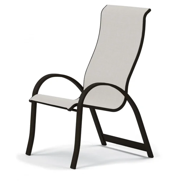 Aruba II Supreme Aluminum Patio Dining Arm Chair With Sling Seating By Telescope Casual - Textured Black/Titanium