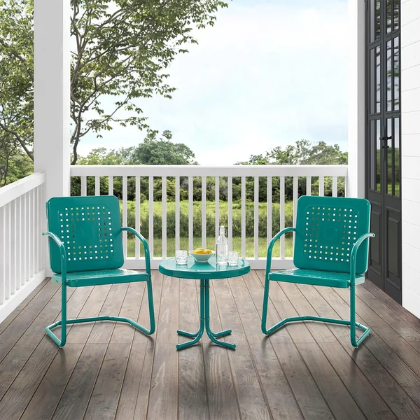 Westcove 3 Pc Steel Seating Set in Turquoise Gloss by Ultimate Patio