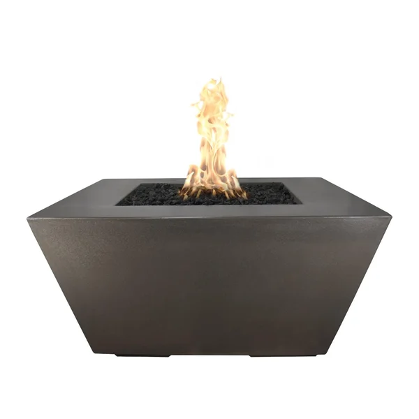 Redan 50 Inch Square GFRC Natural Gas Fire Pit in Chocolate by The Outdoor Plus