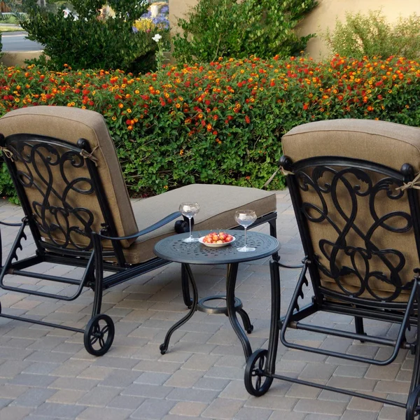 Santa Monica 3 Pc Cast Aluminum Chaise Lounge Set w/ 24 Inch Table & in Antique Bronze/Sesame by Darlee