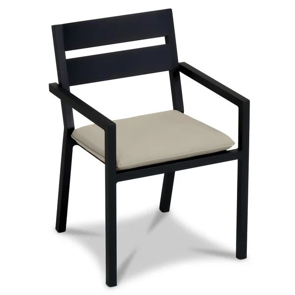 Calm Bay Aluminum Dining Arm Chair in Black/Heather Beige by Lakeview Outdoor Designs
