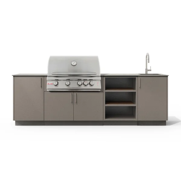 Urban Bonfire Mist 32 Outdoor Kitchen w/ Blaze LTE Propane Grill, Sink, Keon Dekton Countertop & Clay Finish - B-Mist-32-Blaze-Keon-Clay