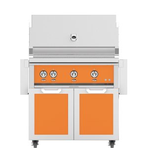 Hestan 36-Inch Natural Gas Grill W/ Rotisserie On Double Door Tower Cart - Citra - GABR36-NG-OR