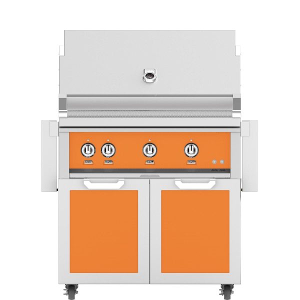 Hestan 36-Inch Natural Gas Grill W/ Rotisserie On Double Door Tower Cart - Citra - GABR36-NG-OR