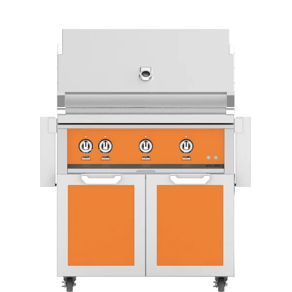 Hestan 36-Inch Natural Gas Grill W/ Rotisserie On Double Door Tower Cart - Citra - GABR36-NG-OR