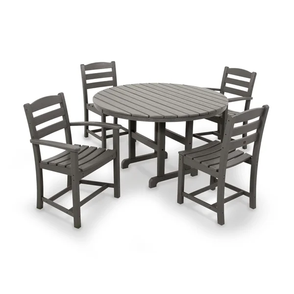 POLYWOOD La Casa Cafe 5 Piece Round Farmhouse Dining Set - Slate Grey