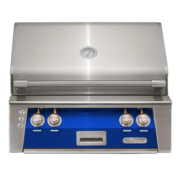Alfresco ALXE 30-Inch Built-In Natural Gas Grill With Rotisserie in Ultramarine Blue - ALXE-30-NG-S5002