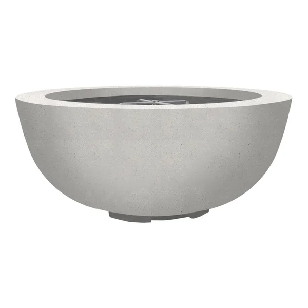 Valley Bay 8 39 Inch Round GFRC Natural Gas Fire Bowl in Ultra White by Lakeview Outdoor Designs