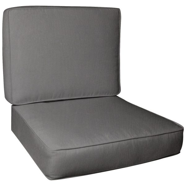 Sunbrella Canvas Charcoal Small Outdoor Replacement Club Chair Cushion Set W/ Piping By BBQGuys Signature