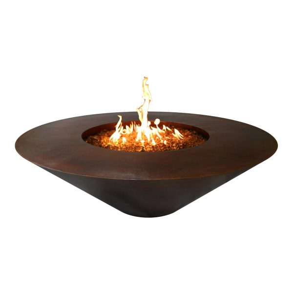 Julius 48 Inch Round Copper Propane Fire Bowl w/ Glow Plug by The Outdoor Plus