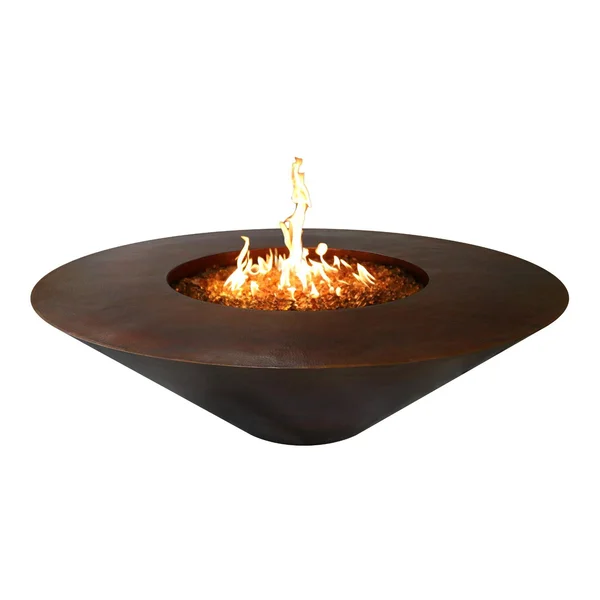 Julius 48 Inch Round Copper Natural Gas Fire Bowl w/ Glow Plug by The Outdoor Plus