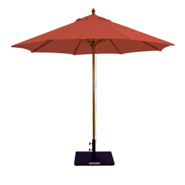 Galtech 9 Ft. Octagonal Hardwood Patio Market Umbrella W/ Pulley - Dark Wood W/ Sunbrella Canvas Henna Canopy