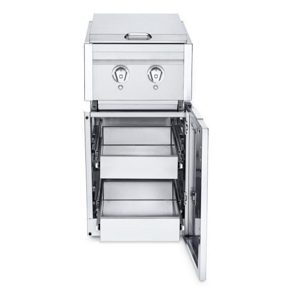 Crown Verity Infinite Series 18-Inch Stainless Steel Cabinet Module w/ Natural Gas Dual Side Burner, Light Package & Two Drawers - ICM-SBNG-2D-LT
