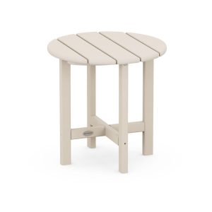 18 Inch Round Recycled Plastic End Table in Sand by POLYWOOD