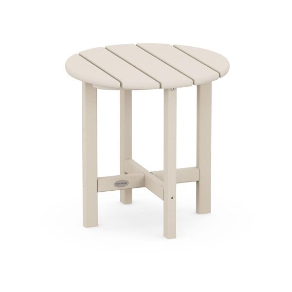 18 Inch Round Recycled Plastic End Table in Sand by POLYWOOD