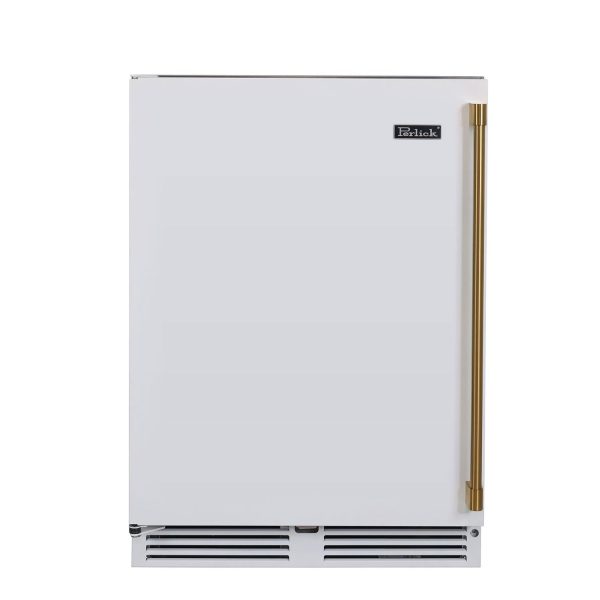 Perlick 24 Inch 5.0 Cu. Ft. Signature Series Stainless Steel Outdoor Dual Zone Refrigerator/Wine Reserve w/ Factory Installed Matte White Solid Door - Right Hinge