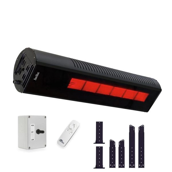 SunStar GLASS 48-Inch 35,000 BTU Natural Gas Patio Heater W/ Remote & Adjustable Mounting Kit - N10 SGL1560