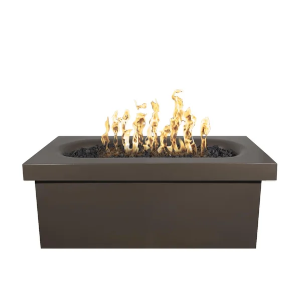 Ramona 60 Inch Rectangular GFRC Propane Fire Pit Table w/ Glow Plug in Chocolate by The Outdoor Plus