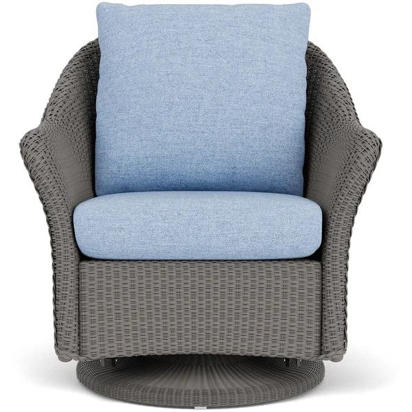 Weekend Retreat Lloyd Loom Swivel Glider Club Chair in Pewter/Demo Skyway by Lloyd Flanders