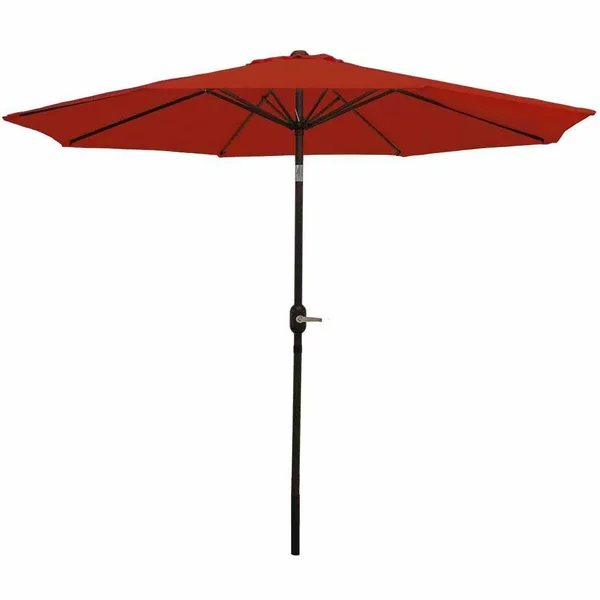 Ultimate Patio 9 Ft. Octagonal Aluminum Patio Market Umbrella W/ Crank & Tilt - Black Frame & Burnt Orange Polyester Canopy