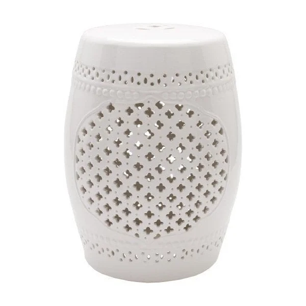 Auburndale Outdoor Garden Stool - White