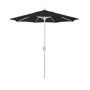 California Umbrella 7.5 Ft. Octagonal Aluminum Push Button Tilt Patio Umbrella W/ Crank Lift & Aluminum Ribs - Matted White Frame / Olefin Black Canopy