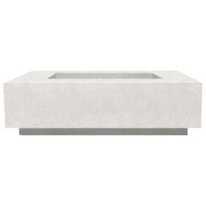 Cascata Bay 1 56 Inch Rectangular GFRC Natural Gas Fire Pit Table in Ultra White by Lakeview Outdoor Designs