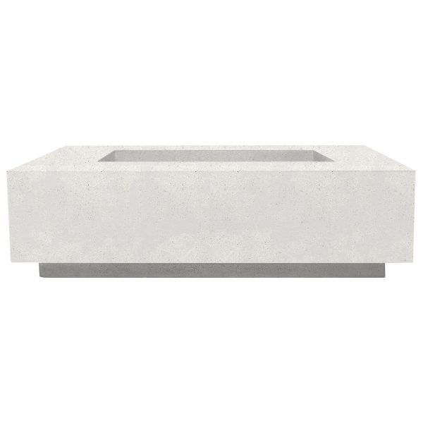 Cascata Bay 1 56 Inch Rectangular GFRC Natural Gas Fire Pit Table in Ultra White by Lakeview Outdoor Designs