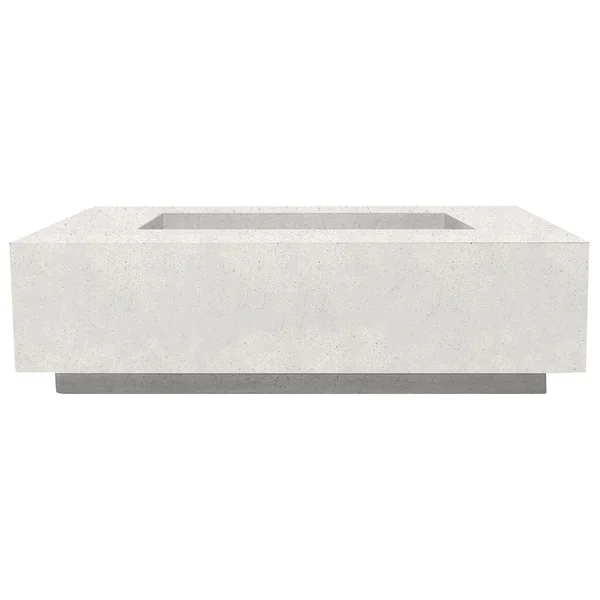 Cascata Bay 1 56 Inch Rectangular GFRC Natural Gas Fire Pit Table in Ultra White by Lakeview Outdoor Designs