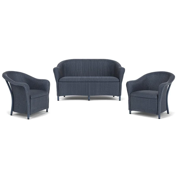 Reflections 3 Pc Lloyd Loom Seating Set in Denim Blue by Lloyd Flanders