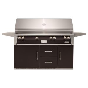 Alfresco ALXE 56-Inch Freestanding Propane All Grill On Refrigerated Cart With Sear Zone And Rotisserie in Jet Black Matte - ALXE-56BFGR-LP-SM9005