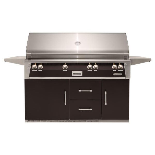 Alfresco ALXE 56-Inch Freestanding Propane All Grill On Refrigerated Cart With Sear Zone And Rotisserie in Jet Black Matte - ALXE-56BFGR-LP-SM9005