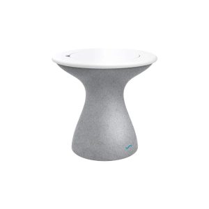 Autograph 21 Inch Round Polyresin End Table w/ Ice Bucket in Granite Gray/White by Ledge Lounger
