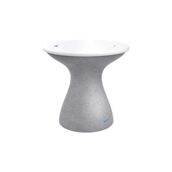 Autograph 21 Inch Round Polyresin End Table w/ Ice Bucket in Granite Gray/White by Ledge Lounger