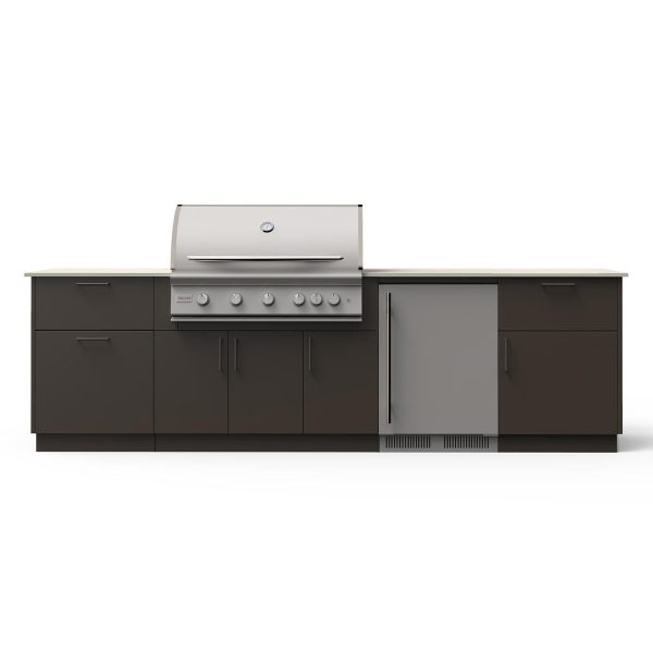 Blaze Morning Glow 10-Ft Outdoor Kitchen Island w/ 40-Inch LTE+ Natural Gas Grill, Fridge in Architectural Bronze w/ Aeris Countertop