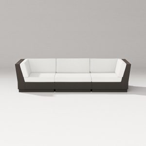 Elevate 3 Person Recycled Plastic Sectional Sofa in Vintage Coffee/Natural Linen By PW Designer Series