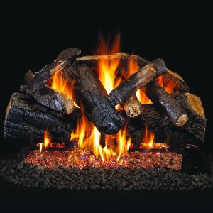 Peterson Real Fyre 36-Inch Charred Majestic Oak Outdoor Log Set With Vented Natural Gas Stainless G45 Burner - Match Light