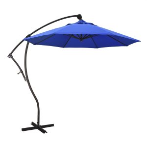 California Umbrella 9 Ft. Octagonal Aluminum Cantilever Patio Umbrella W/ Crank Lift & Aluminum Ribs - Bronze Frame / Sunbrella Canvas Pacific Blue Canopy