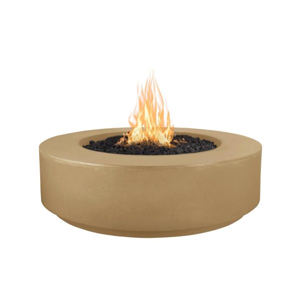 Florence 42 Inch Round GFRC Propane Fire Pit in Brown by The Outdoor Plus