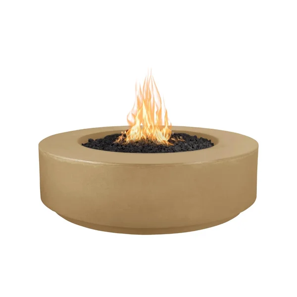 Florence 42 Inch Round GFRC Natural Gas Fire Pit in Brown by The Outdoor Plus