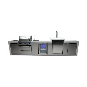 Mont Alpi 14 Ft Propane Outdoor Kitchen Island w/ Side Burner, Beverage Center, & Kegerator - MAi400-DKEGBEV